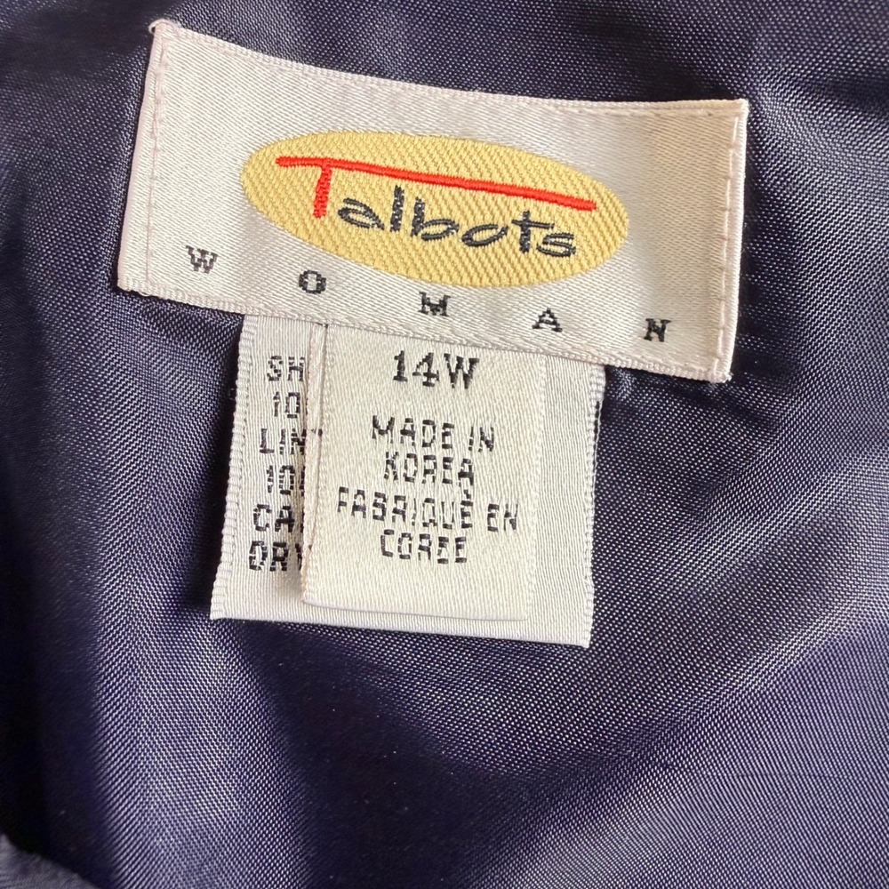 Talbots Paisley Wool Midi Skirt Women 14W Purple Pencil Lined Business Slit - Picture 3 of 6